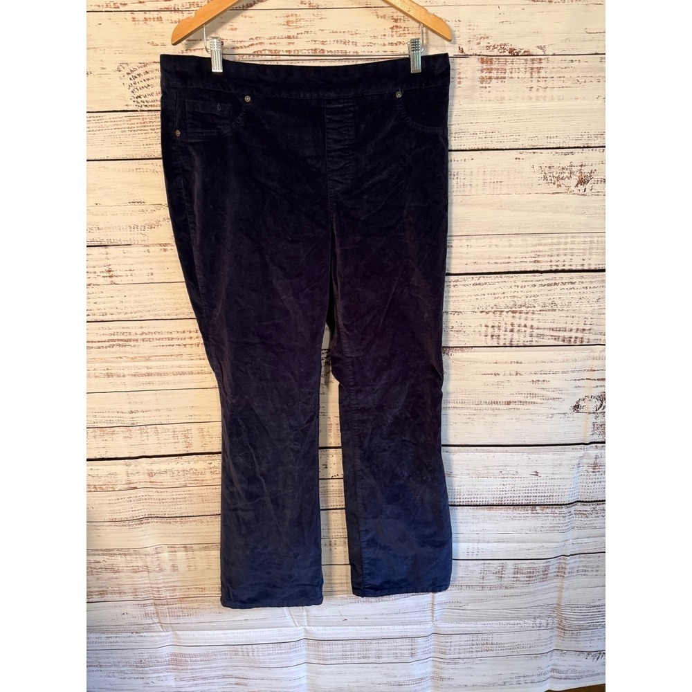 DG2 Diane Gilman Navy Blue Velvet Look Pull On Pants XL - Picture 3 of 7